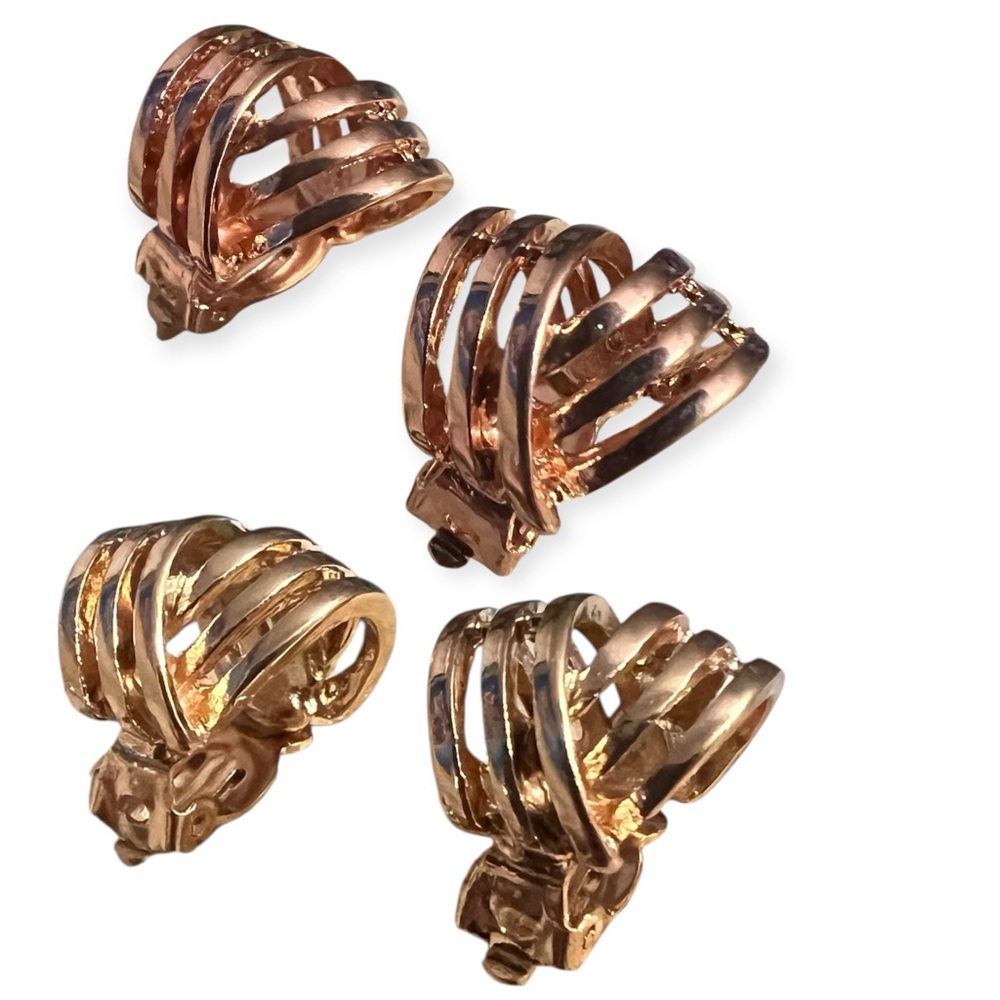 Set of 2 Elegant Rose Gold tone and Gold Tone Clip-On Earrings